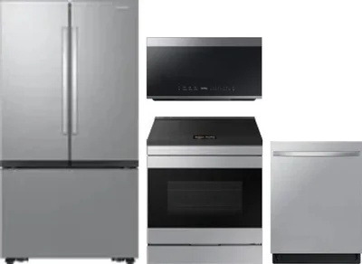 4 Piece Package Includes Refrigerator, Range, Microwave And Dishwasher