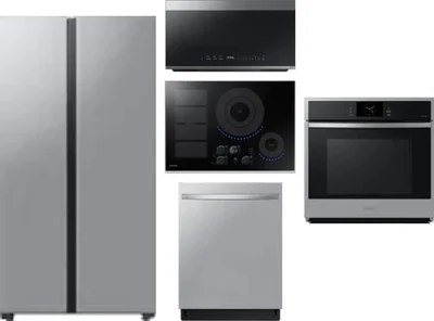 5 Piece Package Includes Refrigerator, Cooktop, Wall Oven, Microwave And Dishwasher