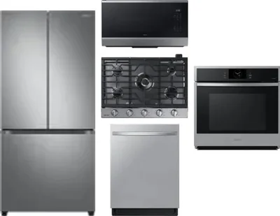 5 Piece Package Includes Refrigerator, Cooktop, Wall Oven, Microwave And Dishwasher