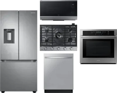 5 Piece Package Includes Refrigerator, Cooktop, Wall Oven, Microwave And Dishwasher