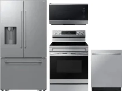 4 Piece Package Includes Refrigerator, Range, Microwave And Dishwasher