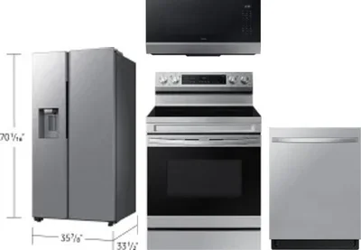 4 Piece Package Includes Refrigerator, Range, Microwave And Dishwasher