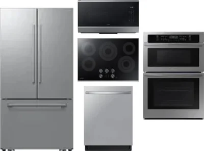 5 Piece Package Includes Refrigerator, Cooktop, Wall Oven, Microwave And Dishwasher