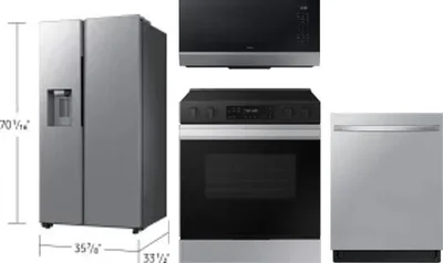 4 Piece Package Includes Refrigerator, Range, Microwave And Dishwasher