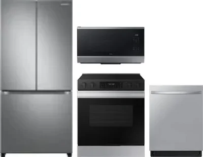 4 Piece Package Includes Refrigerator, Range, Microwave And Dishwasher