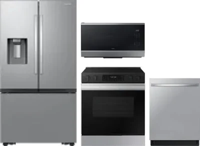 4 Piece Package Includes Refrigerator, Range, Microwave And Dishwasher