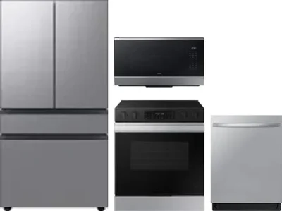 4 Piece Package Includes Refrigerator, Range, Microwave And Dishwasher