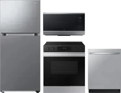 4 Piece Package Includes Refrigerator, Range, Microwave And Dishwasher