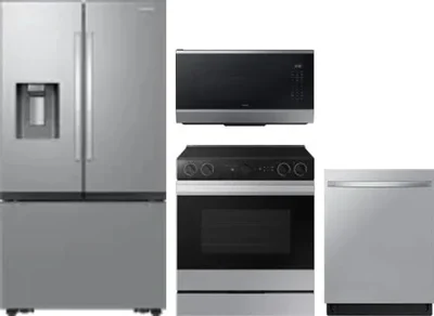 4 Piece Package Includes Refrigerator, Range, Microwave And Dishwasher