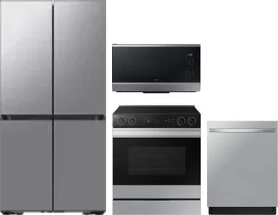 4 Piece Package Includes Refrigerator, Range, Microwave And Dishwasher