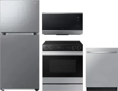 4 Piece Package Includes Refrigerator, Range, Microwave And Dishwasher