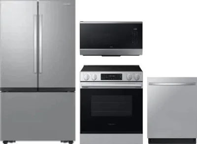 4 Piece Package Includes Refrigerator, Range, Microwave And Dishwasher