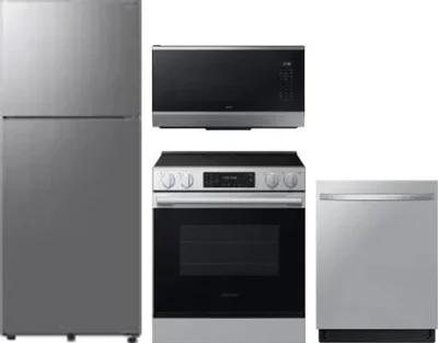 4 Piece Package Includes Refrigerator, Range, Microwave And Dishwasher