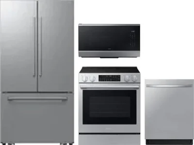 4 Piece Package Includes Refrigerator, Range, Microwave And Dishwasher