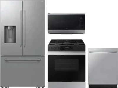 4 Piece Package Includes Refrigerator, Range, Microwave And Dishwasher