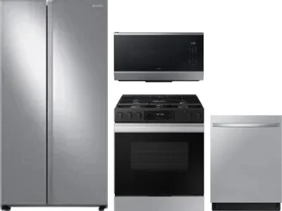 4 Piece Package Includes Refrigerator, Range, Microwave And Dishwasher