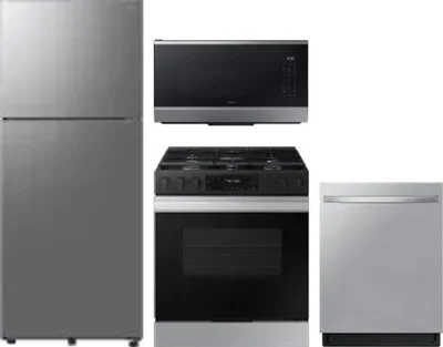 4 Piece Package Includes Refrigerator, Range, Microwave And Dishwasher