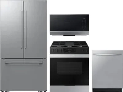 4 Piece Package Includes Refrigerator, Range, Microwave And Dishwasher