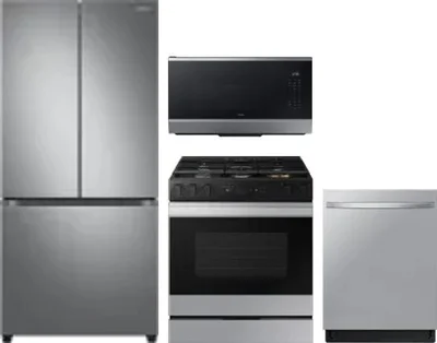 4 Piece Package Includes Refrigerator, Range, Microwave And Dishwasher