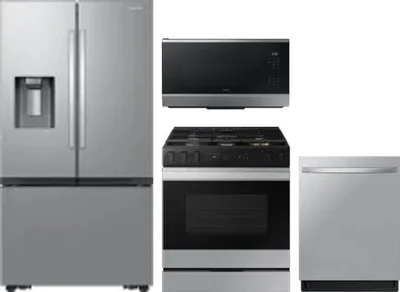 4 Piece Package Includes Refrigerator, Range, Microwave And Dishwasher