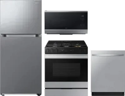 4 Piece Package Includes Refrigerator, Range, Microwave And Dishwasher