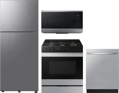4 Piece Package Includes Refrigerator, Range, Microwave And Dishwasher