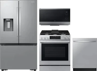 4 Piece Package Includes Refrigerator, Range, Microwave And Dishwasher