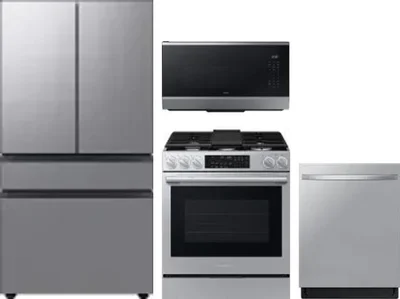 4 Piece Package Includes Refrigerator, Range, Microwave And Dishwasher