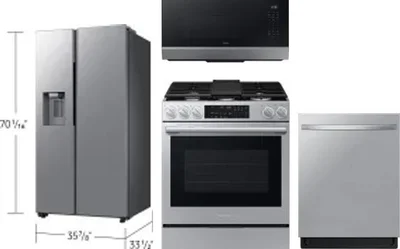 4 Piece Package Includes Refrigerator, Range, Microwave And Dishwasher