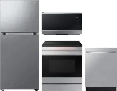 4 Piece Package Includes Refrigerator, Range, Microwave And Dishwasher
