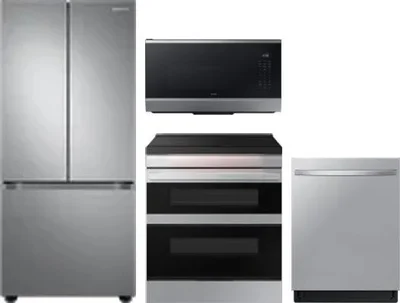 4 Piece Package Includes Refrigerator, Range, Microwave And Dishwasher