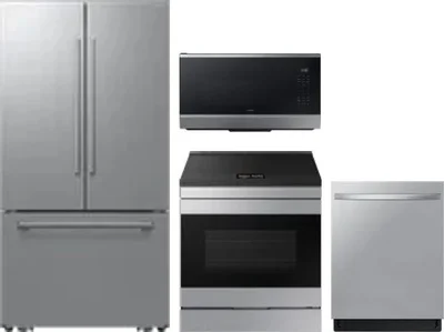4 Piece Package Includes Refrigerator, Range, Microwave And Dishwasher