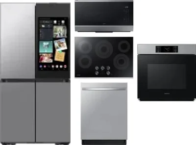 5 Piece Package Includes Refrigerator, Cooktop, Wall Oven, Microwave And Dishwasher