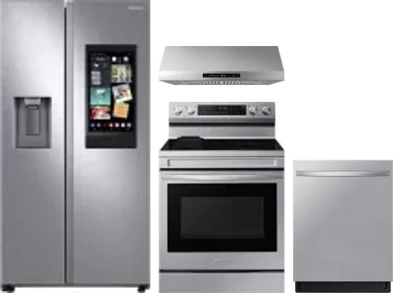 4 Piece Package Includes Refrigerator, Range, Hood And Dishwasher