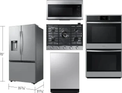 5 Piece Package Includes Refrigerator, Cooktop, Wall Oven, Microwave And Dishwasher