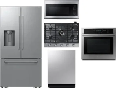 5 Piece Package Includes Refrigerator, Cooktop, Wall Oven, Microwave And Dishwasher