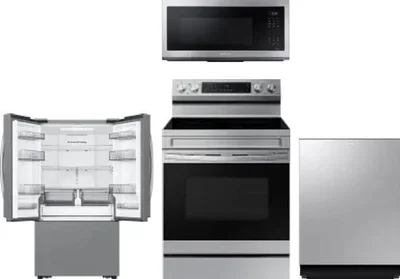 4 Piece Package Includes Refrigerator, Range, Microwave And Dishwasher