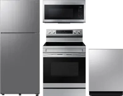 4 Piece Package Includes Refrigerator, Range, Microwave And Dishwasher