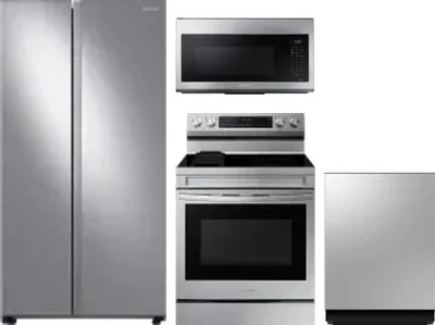 4 Piece Package Includes Refrigerator, Range, Microwave And Dishwasher