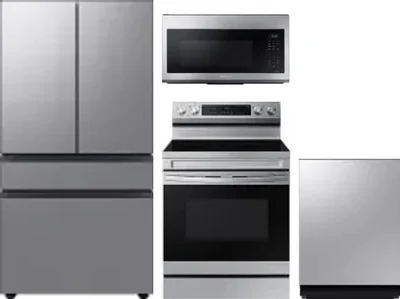 4 Piece Package Includes Refrigerator, Range, Microwave And Dishwasher