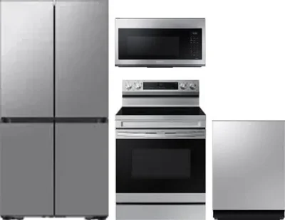 4 Piece Package Includes Refrigerator, Range, Microwave And Dishwasher