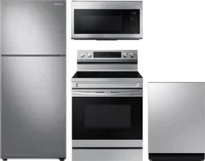 4 Piece Package Includes Refrigerator, Range, Microwave And Dishwasher