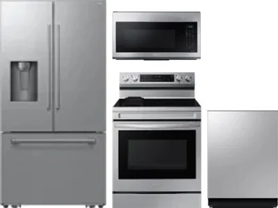 4 Piece Package Includes Refrigerator, Range, Microwave And Dishwasher
