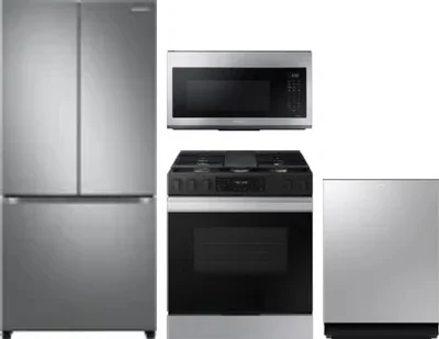4 Piece Package Includes Refrigerator, Range, Microwave And Dishwasher