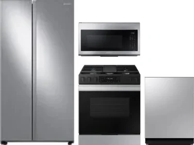 4 Piece Package Includes Refrigerator, Range, Microwave And Dishwasher