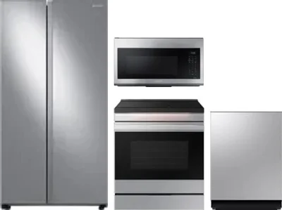 4 Piece Package Includes Refrigerator, Range, Microwave And Dishwasher