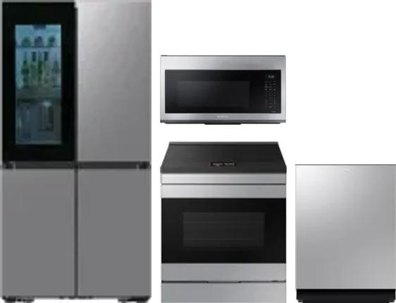 4 Piece Package Includes Refrigerator, Range, Microwave And Dishwasher