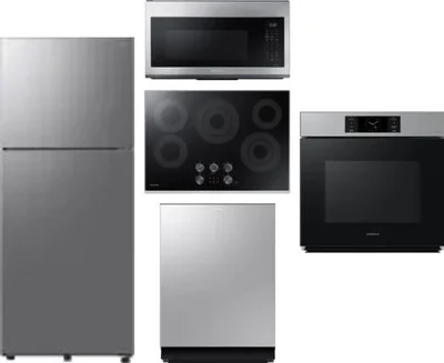 5 Piece Package Includes Refrigerator, Cooktop, Wall Oven, Microwave And Dishwasher