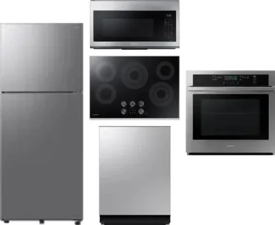 5 Piece Package Includes Refrigerator, Cooktop, Wall Oven, Microwave And Dishwasher