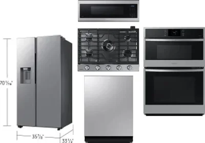 5 Piece Package Includes Refrigerator, Cooktop, Wall Oven, Microwave And Dishwasher